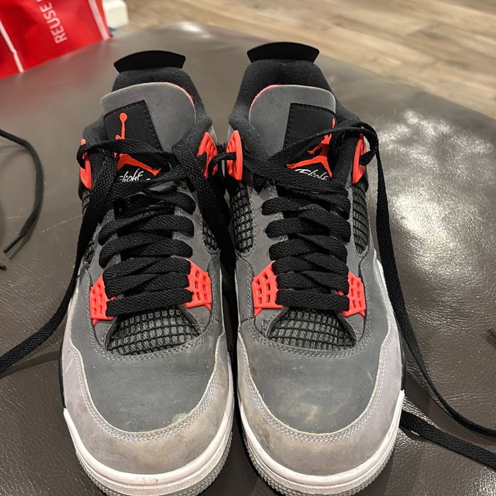 These are Jordan 4 retros and have been used mostly clean no issues with shoe.